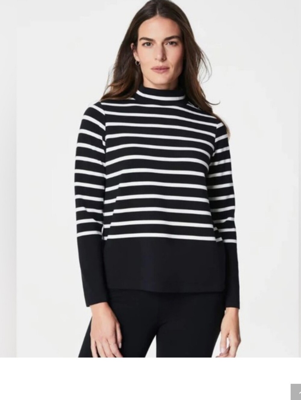 SPANX AirEssentials Mock Neck Striped Long Sleeve Pullover M Nwot